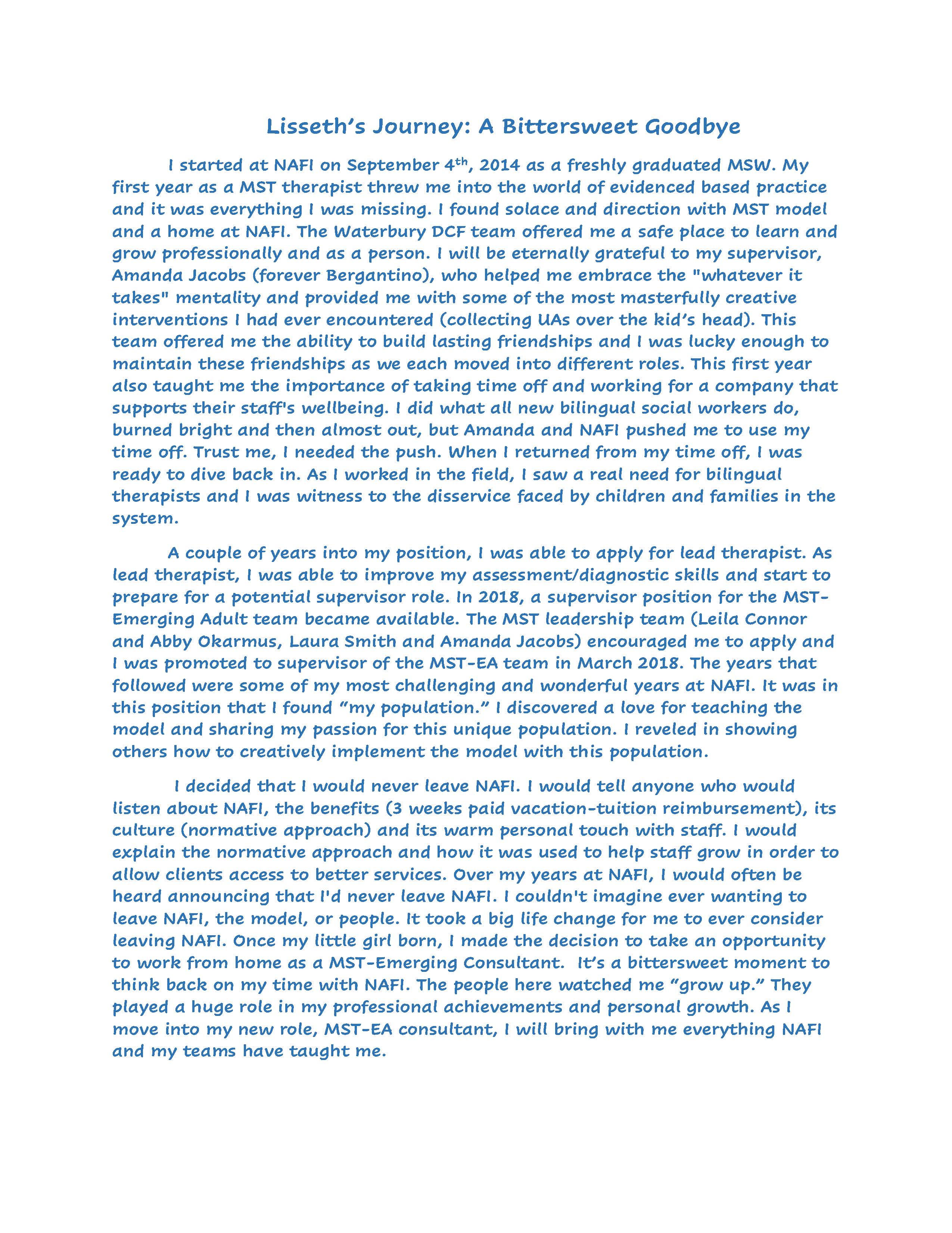 Lisseth’s goodbye letter